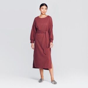 NWOT Prologue Burgundy Long Sleeve Midi Dress